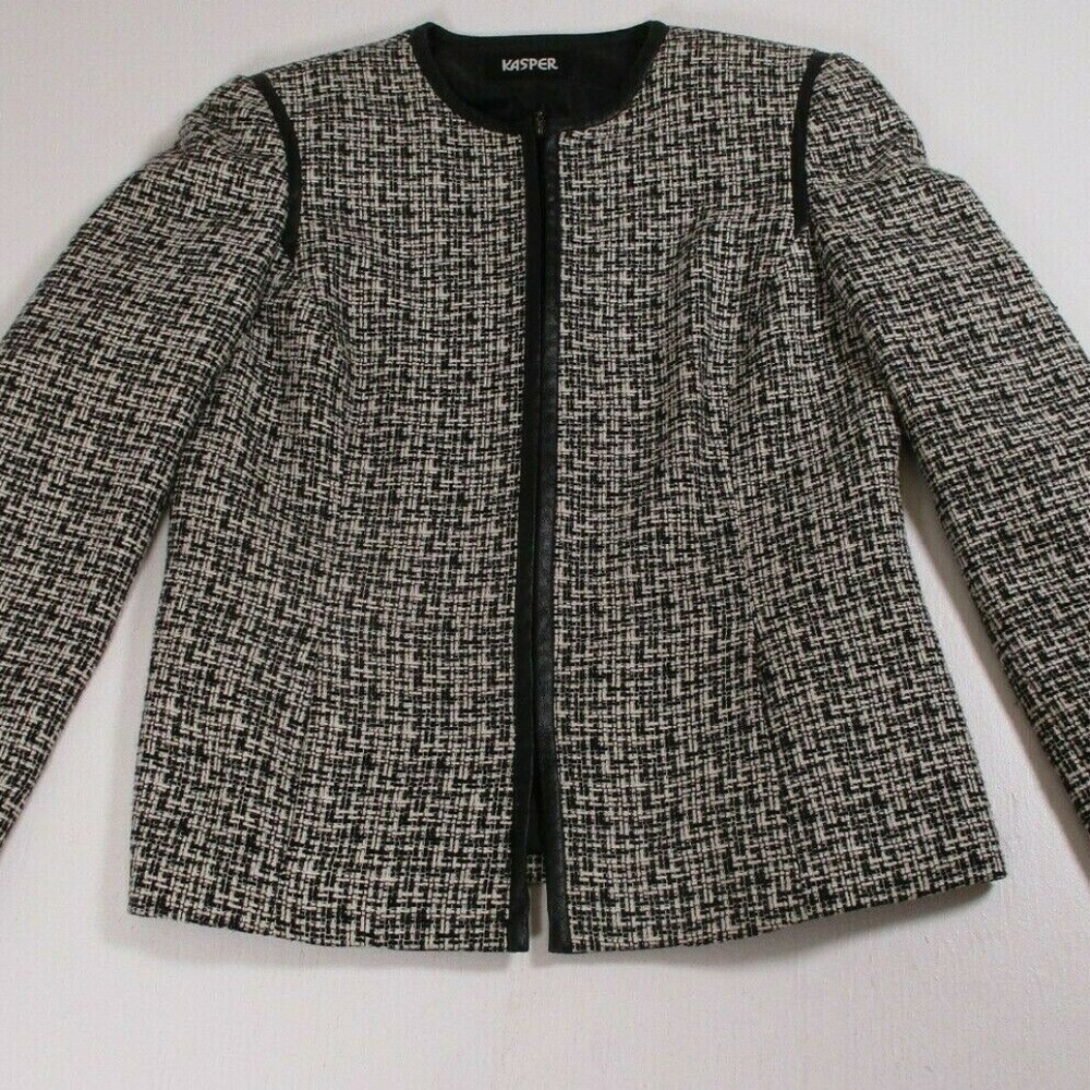 Kasper Women Sz 4 Full Zip Knit Blazer Coat  Lined